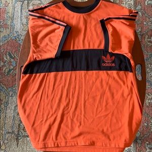 Adidas Orange and Black 3-Stripes Tee